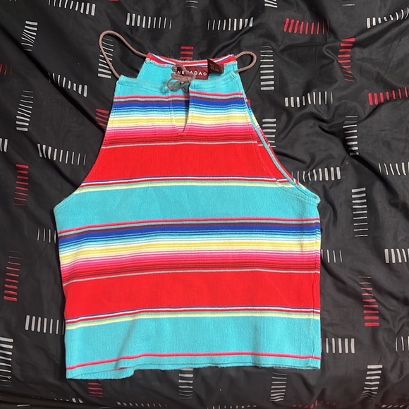 This is a multi colour cropped top in size medium - Picture 2 of 2